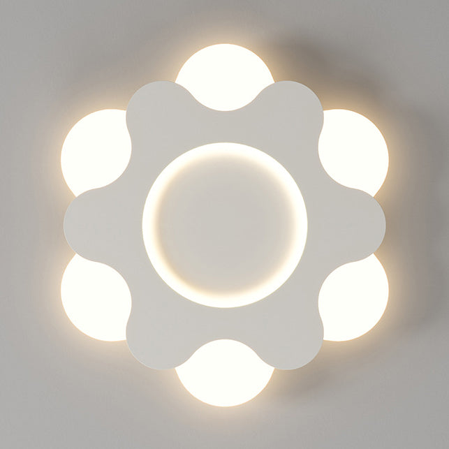 Luz de techo empotrada LED de hierro acrílico redonda con diseño floral Art Deco moderno para dormitorio 