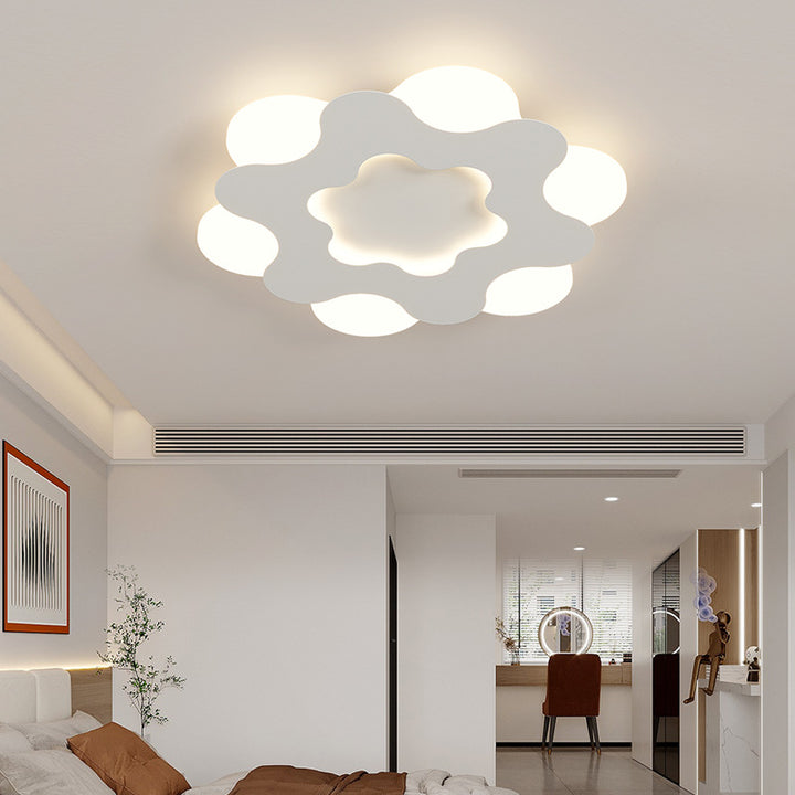 Luz de techo empotrada LED de hierro acrílico redonda con diseño floral Art Deco moderno para dormitorio 