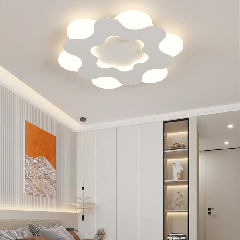 Luz de techo empotrada LED de hierro acrílico redonda con diseño floral Art Deco moderno para dormitorio 