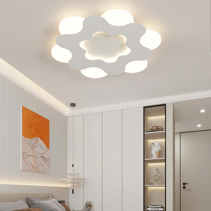 Luz de techo empotrada LED de hierro acrílico redonda con diseño floral Art Deco moderno para dormitorio 