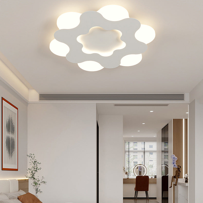 Luz de techo empotrada LED de hierro acrílico redonda con diseño floral Art Deco moderno para dormitorio 