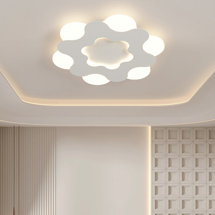 Luz de techo empotrada LED de hierro acrílico redonda con diseño floral Art Deco moderno para dormitorio 