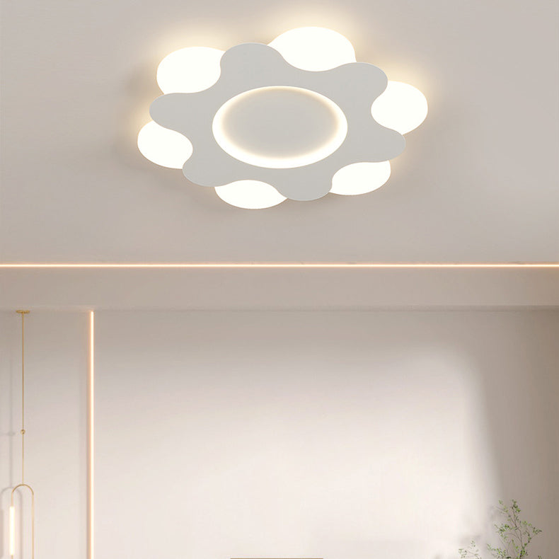Luz de techo empotrada LED de hierro acrílico redonda con diseño floral Art Deco moderno para dormitorio 