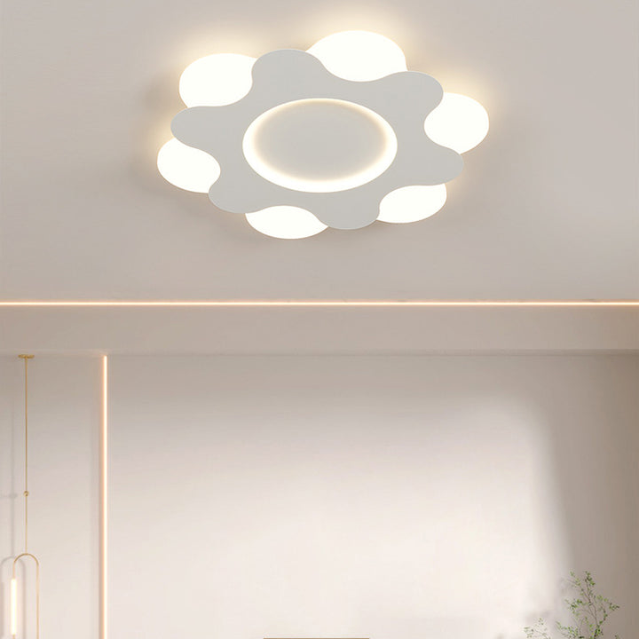 Luz de techo empotrada LED de hierro acrílico redonda con diseño floral Art Deco moderno para dormitorio 