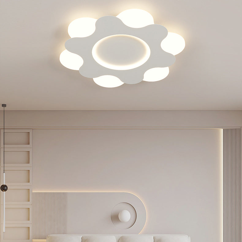 Luz de techo empotrada LED de hierro acrílico redonda con diseño floral Art Deco moderno para dormitorio 