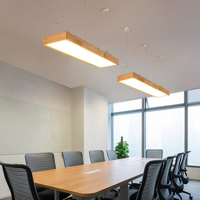 Traditional Japanese Rectangle Round Acrylic Wood LED Chandelier Island Light For Living Room