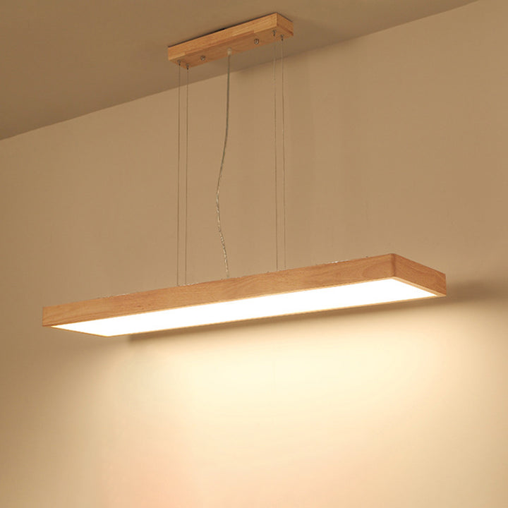Lustre rectangulaire en bois acrylique LED japonais traditionnel pour salle à manger 