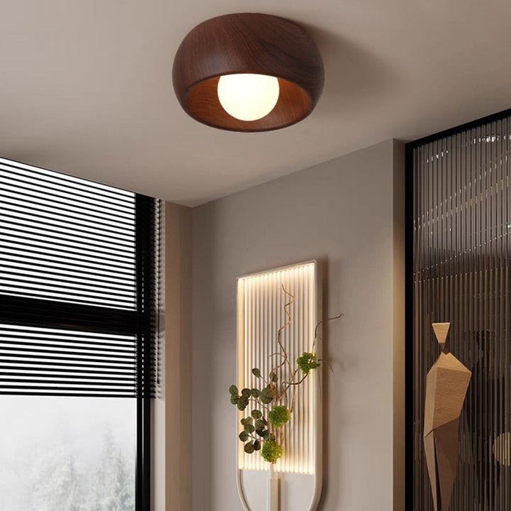 Modern Simplicity Round Magic Bean PE Resin 1-Light Flush Mount Ceiling Light For Bedroom