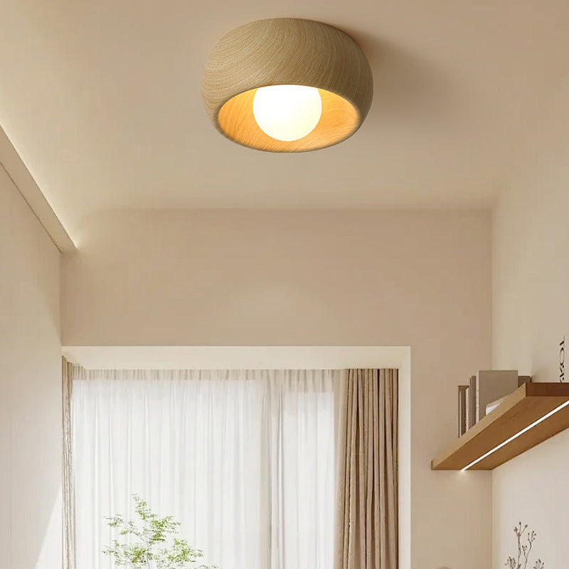 Modern Simplicity Round Magic Bean PE Resin 1-Light Flush Mount Ceiling Light For Bedroom
