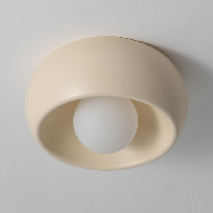 Modern Simplicity Round Magic Bean PE Resin 1-Light Flush Mount Ceiling Light For Bedroom