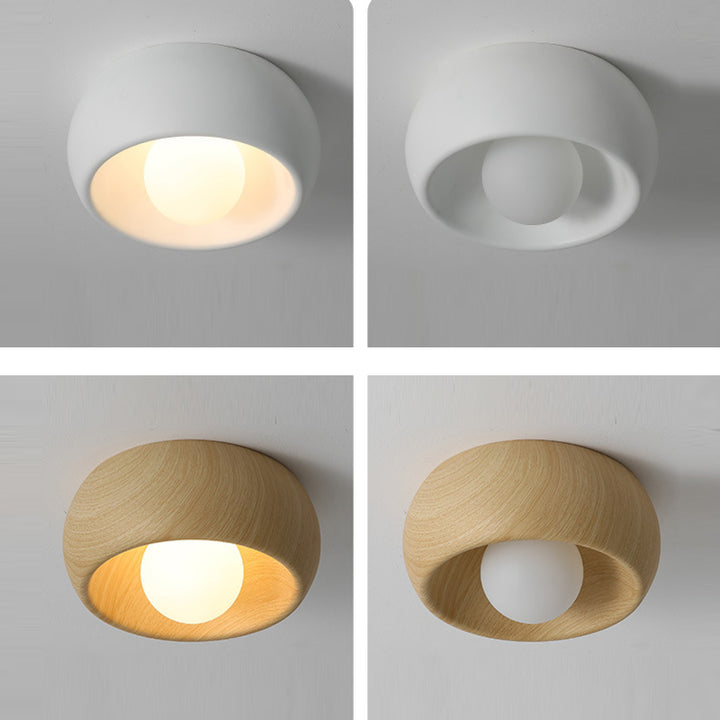 Modern Simplicity Round Magic Bean PE Resin 1-Light Flush Mount Ceiling Light For Bedroom