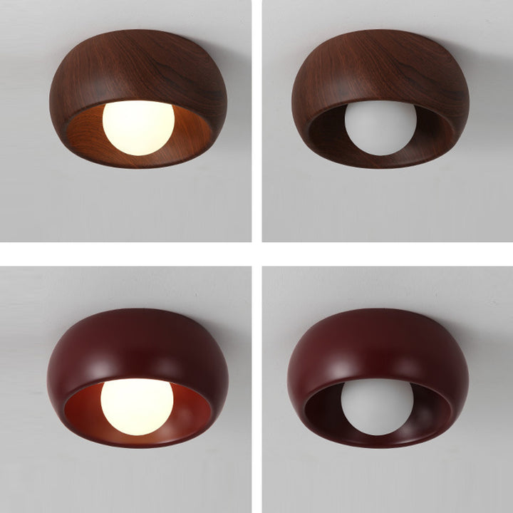 Modern Simplicity Round Magic Bean PE Resin 1-Light Flush Mount Ceiling Light For Bedroom