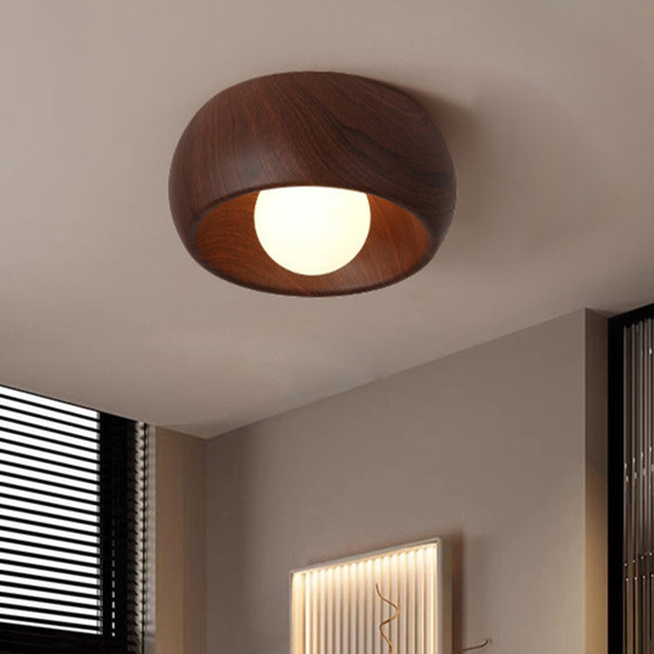 Modern Simplicity Round Magic Bean PE Resin 1-Light Flush Mount Ceiling Light For Bedroom