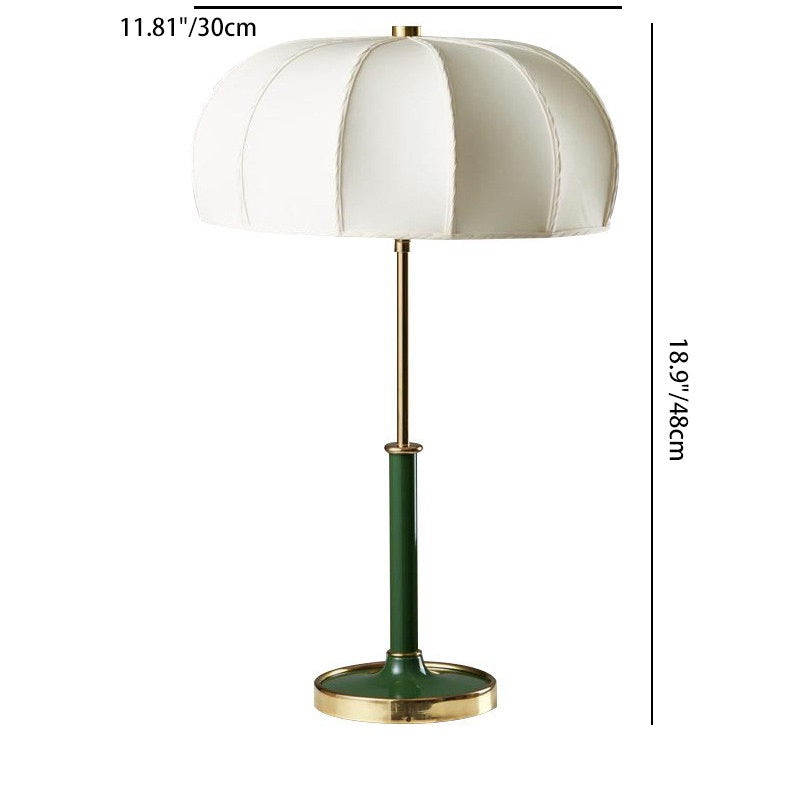 Zeitgenössische skandinavische halbkreisförmige Zylinderkette Stoff Metall 1-Licht Tischlampe für das Wohnzimmer 