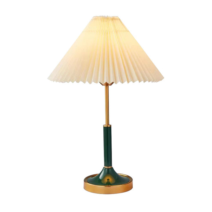 Zeitgenössische skandinavische halbkreisförmige Zylinderkette Stoff Metall 1-Licht Tischlampe für das Wohnzimmer 