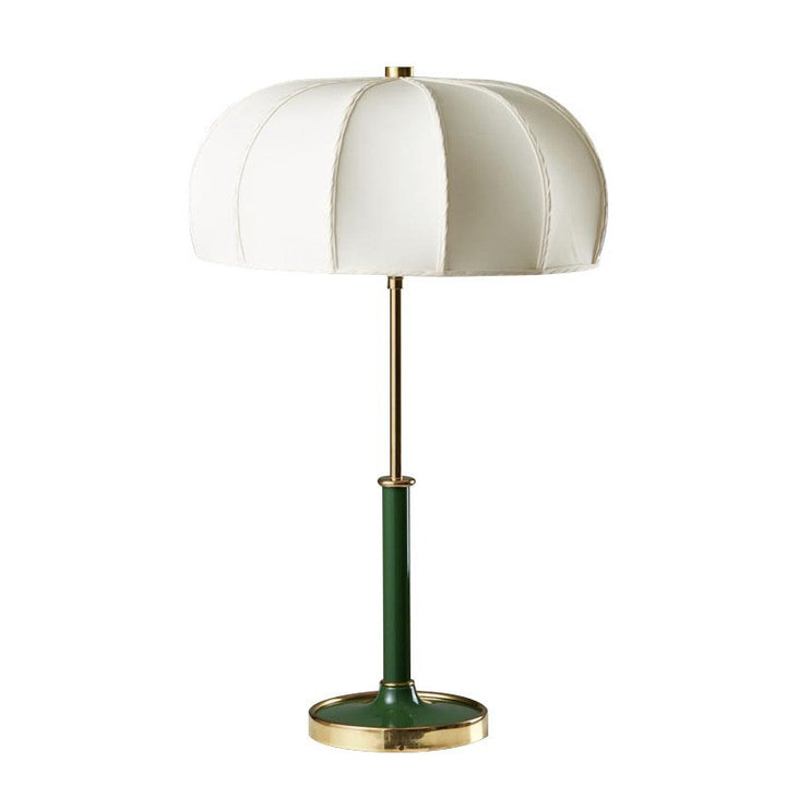 Zeitgenössische skandinavische halbkreisförmige Zylinderkette Stoff Metall 1-Licht Tischlampe für das Wohnzimmer 