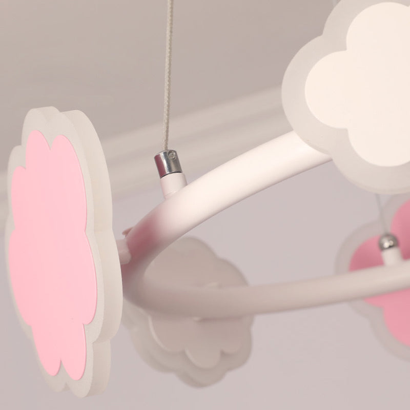 Moderner Art-Deco-Kinderwolken-Runder-Acryl-Eisen-LED-Kronleuchter für Wohnzimmer 