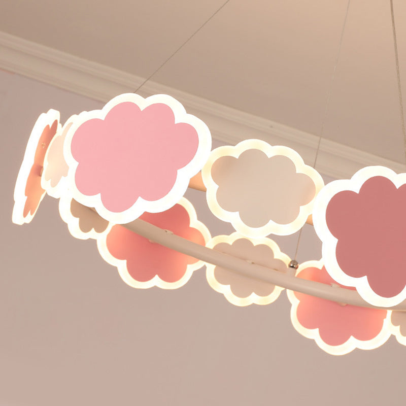Modern Art Deco Kids Clouds Round Acrylic Iron LED Chandelier For Living Room