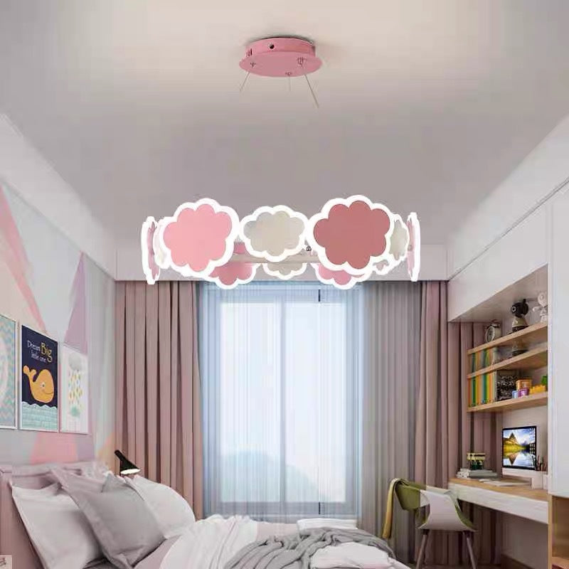 Modern Art Deco Kids Clouds Round Acrylic Iron LED Chandelier For Living Room