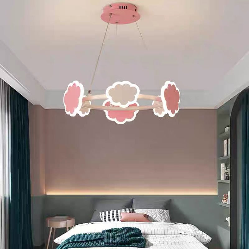Moderner Art-Deco-Kinderwolken-Runder-Acryl-Eisen-LED-Kronleuchter für Wohnzimmer 