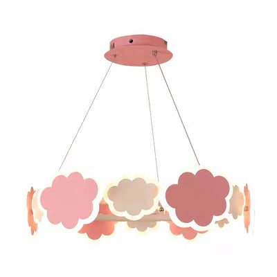 Modern Art Deco Kids Clouds Round Acrylic Iron LED Chandelier For Living Room