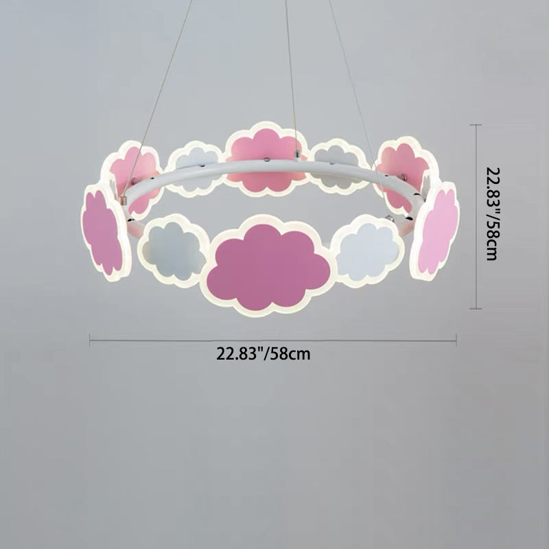 Modern Art Deco Kids Clouds Round Acrylic Iron LED Chandelier For Living Room