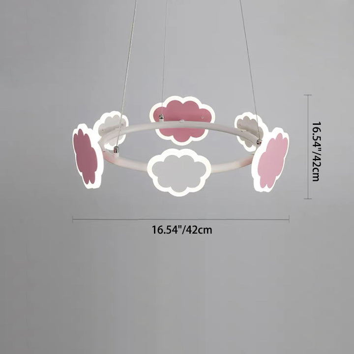 Moderno Art Deco Niños Nubes Redondo Acrílico Hierro LED Candelabro Para Sala de Estar 