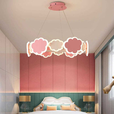 Modern Art Deco Kids Clouds Round Acrylic Iron LED Chandelier For Living Room