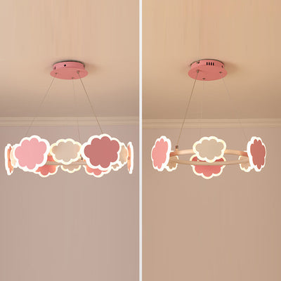 Modern Art Deco Kids Clouds Round Acrylic Iron LED Chandelier For Living Room