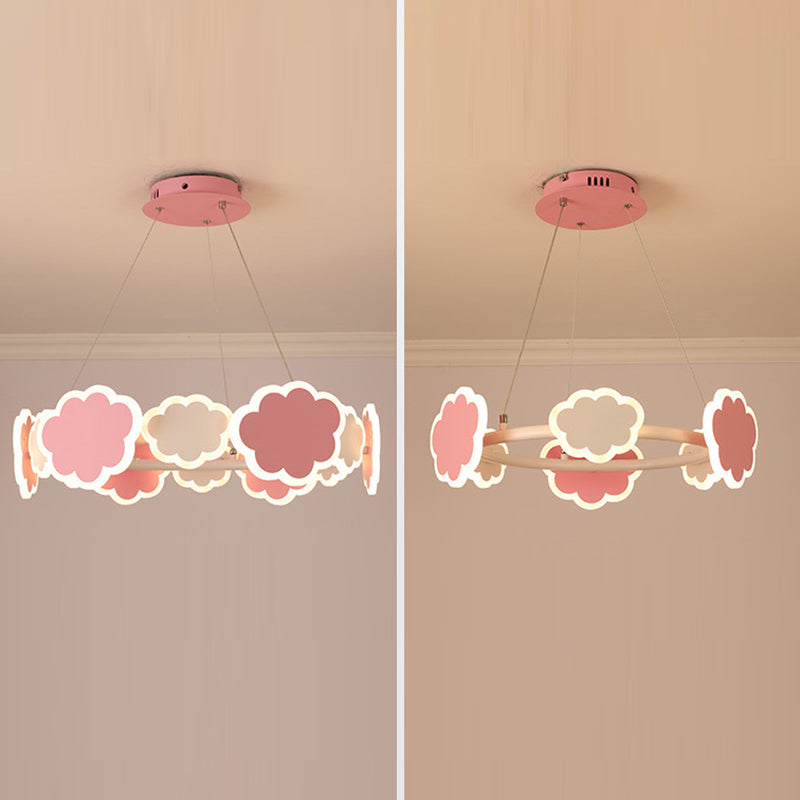 Modern Art Deco Kids Clouds Round Acrylic Iron LED Chandelier For Living Room