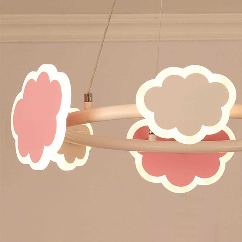 Moderner Art-Deco-Kinderwolken-Runder-Acryl-Eisen-LED-Kronleuchter für Wohnzimmer 