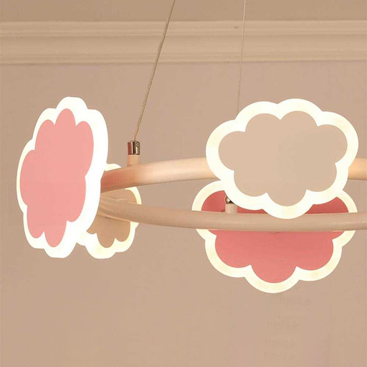 Moderner Art-Deco-Kinderwolken-Runder-Acryl-Eisen-LED-Kronleuchter für Wohnzimmer 