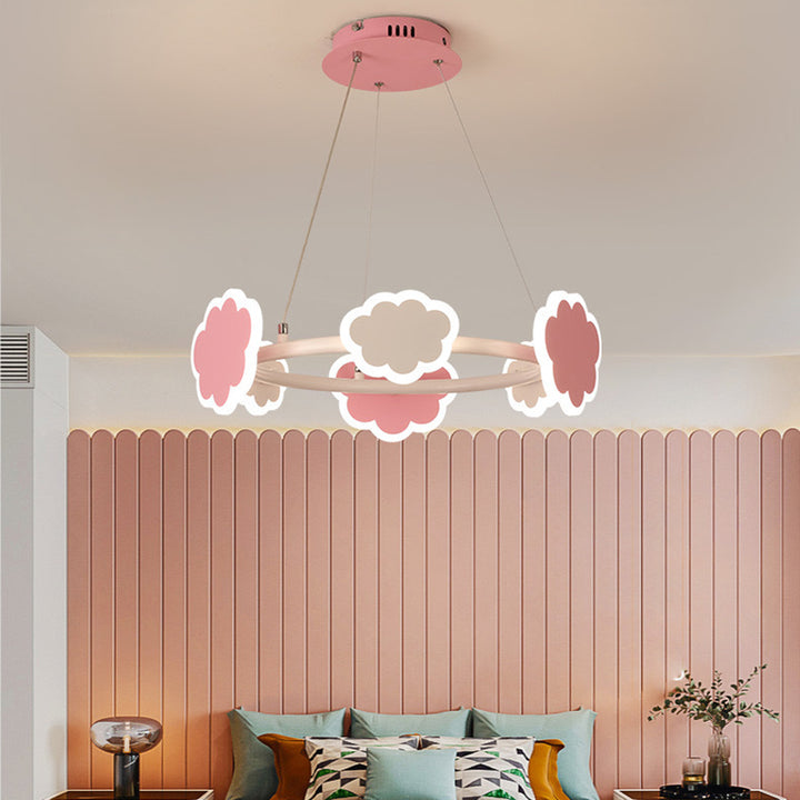 Moderner Art-Deco-Kinderwolken-Runder-Acryl-Eisen-LED-Kronleuchter für Wohnzimmer 