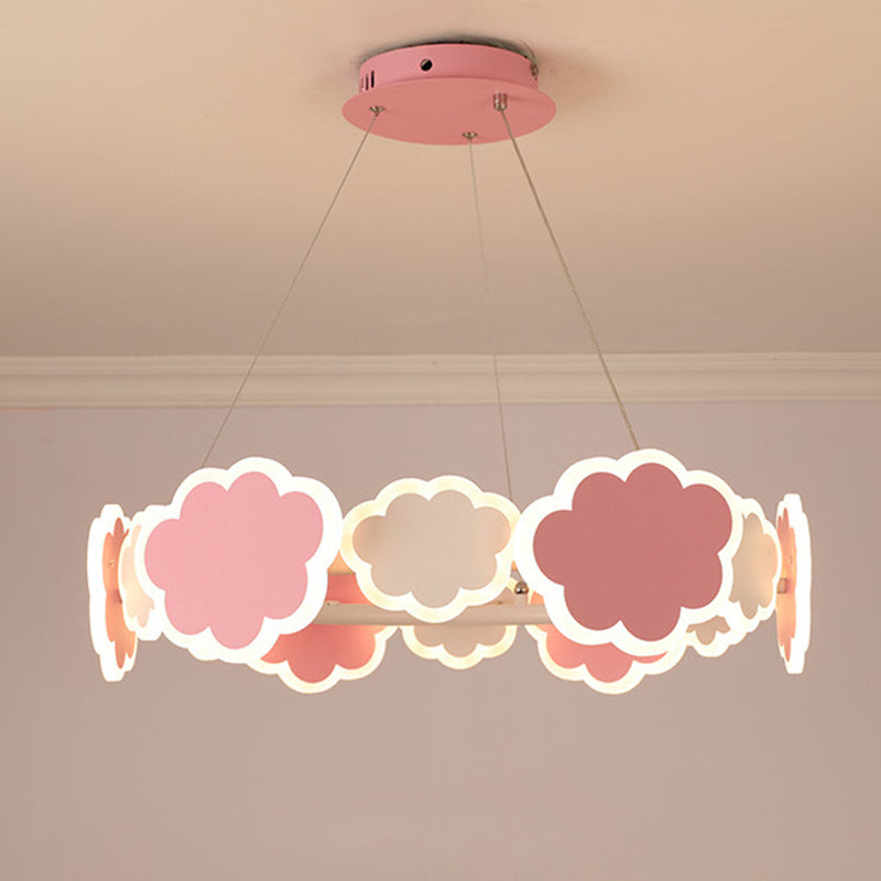 Moderner Art-Deco-Kinderwolken-Runder-Acryl-Eisen-LED-Kronleuchter für Wohnzimmer 