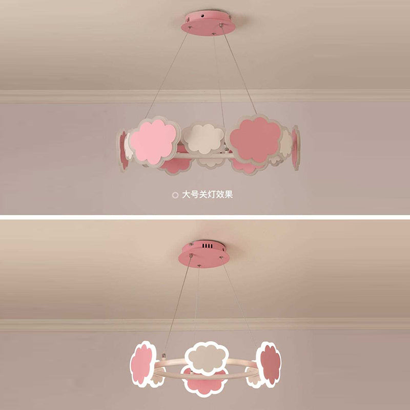 Modern Art Deco Kids Clouds Round Acrylic Iron LED Chandelier For Living Room