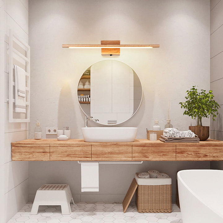 Modern Minimalist One Piece Square Acrylic Rubberwood LED Wall Sconce Lamp For Living Room