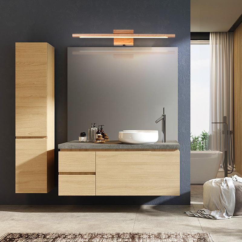 Modern Minimalist One Piece Square Acrylic Rubberwood LED Wall Sconce Lamp For Living Room