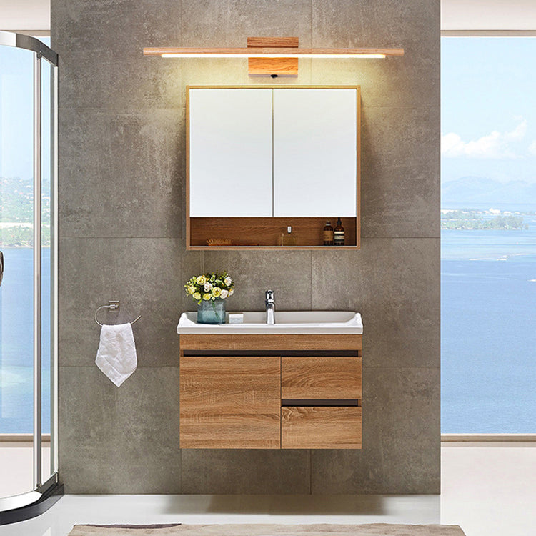 Modern Minimalist One Piece Square Acrylic Rubberwood LED Wall Sconce Lamp For Living Room