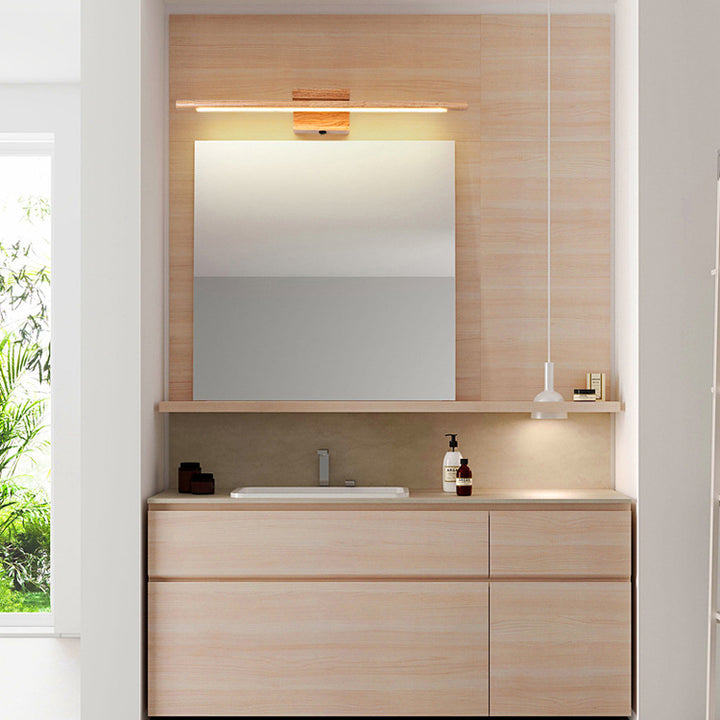 Modern Minimalist One Piece Square Acrylic Rubberwood LED Wall Sconce Lamp For Living Room
