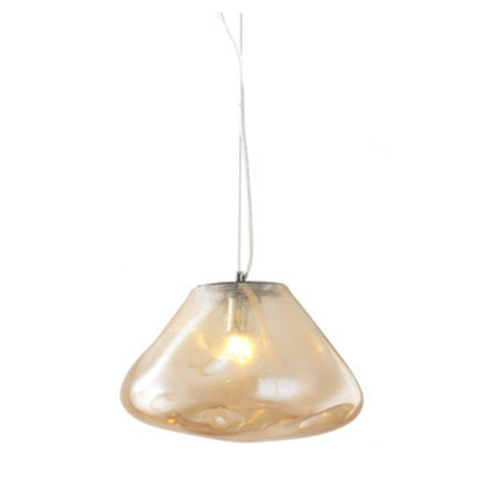 Contemporary Scandinavian Irregular Half Round Glass Hardware 1-Light Pendant Light For Living Room