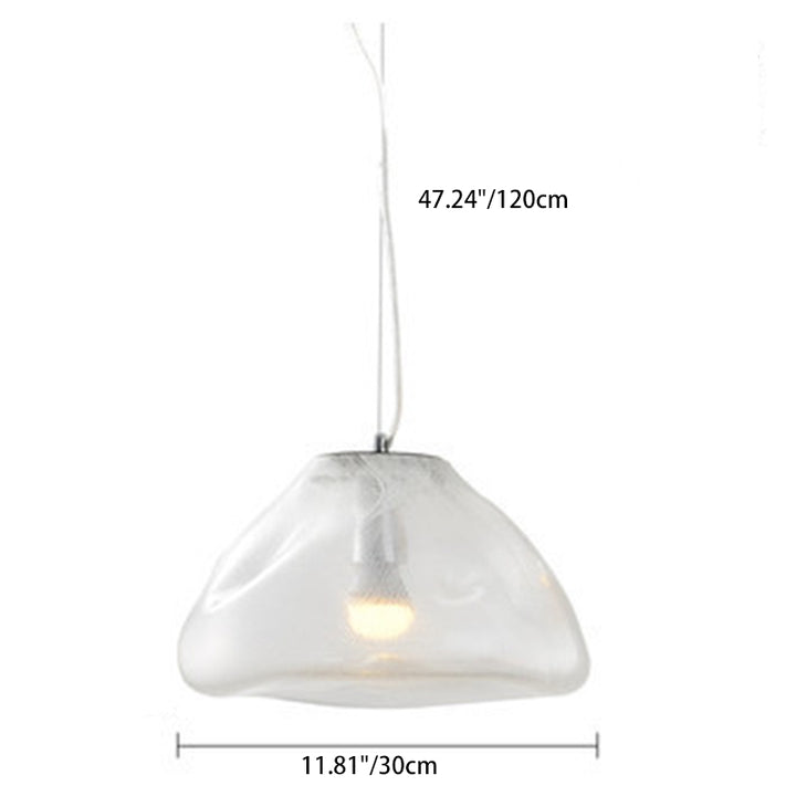 Contemporary Scandinavian Irregular Half Round Glass Hardware 1-Light Pendant Light For Living Room