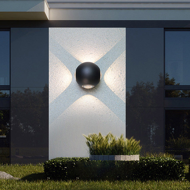 Applique murale LED en aluminium avec lentille ronde carrée orbe minimaliste moderne pour jardin 