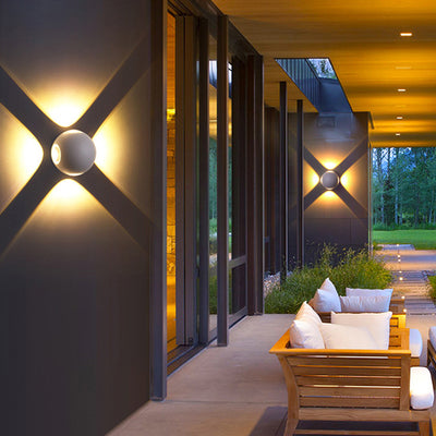 Applique murale LED en aluminium avec lentille ronde carrée orbe minimaliste moderne pour jardin 