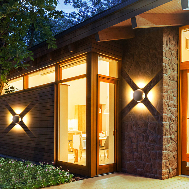 Applique murale LED en aluminium avec lentille ronde carrée orbe minimaliste moderne pour jardin 