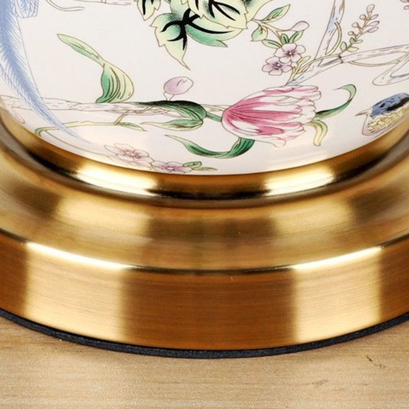 Lampe de table en céramique à tissu rond festonné avec motif d&