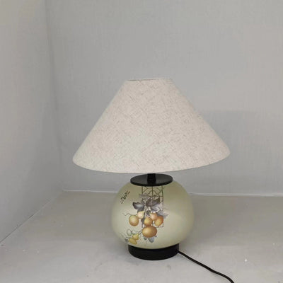 Lámpara de mesa de cerámica con patrón chino tradicional, tela con orbe festoneado, de 1 luz para sala de estar 