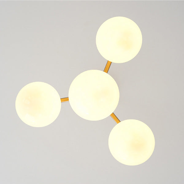 Lustre Contemporain Scandinave Haricot Magique Courbé en Verre Rond en Fer 4/6 Lumières pour Salon 