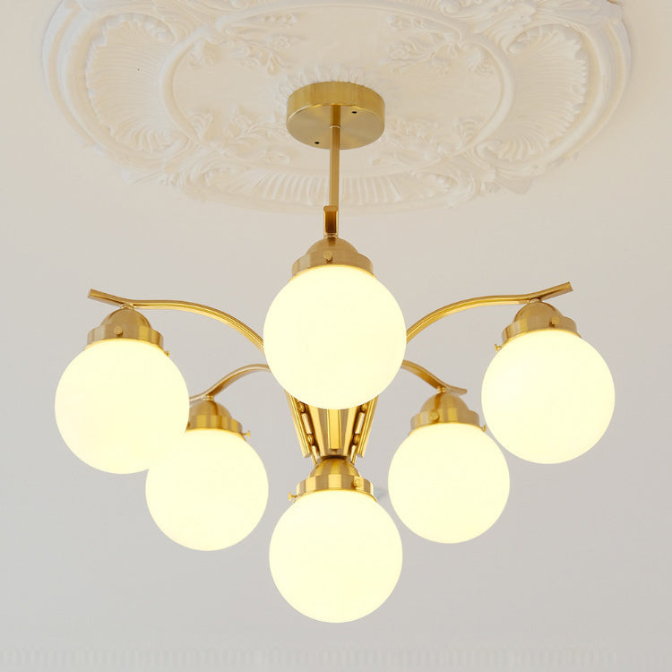 Lustre Contemporain Scandinave Haricot Magique Courbé en Verre Rond en Fer 4/6 Lumières pour Salon 