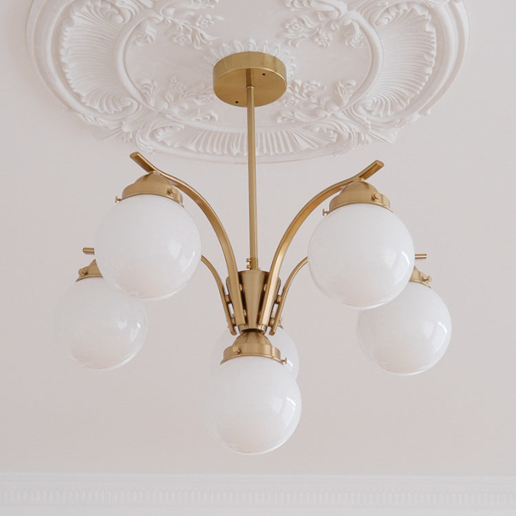 Lustre Contemporain Scandinave Haricot Magique Courbé en Verre Rond en Fer 4/6 Lumières pour Salon 