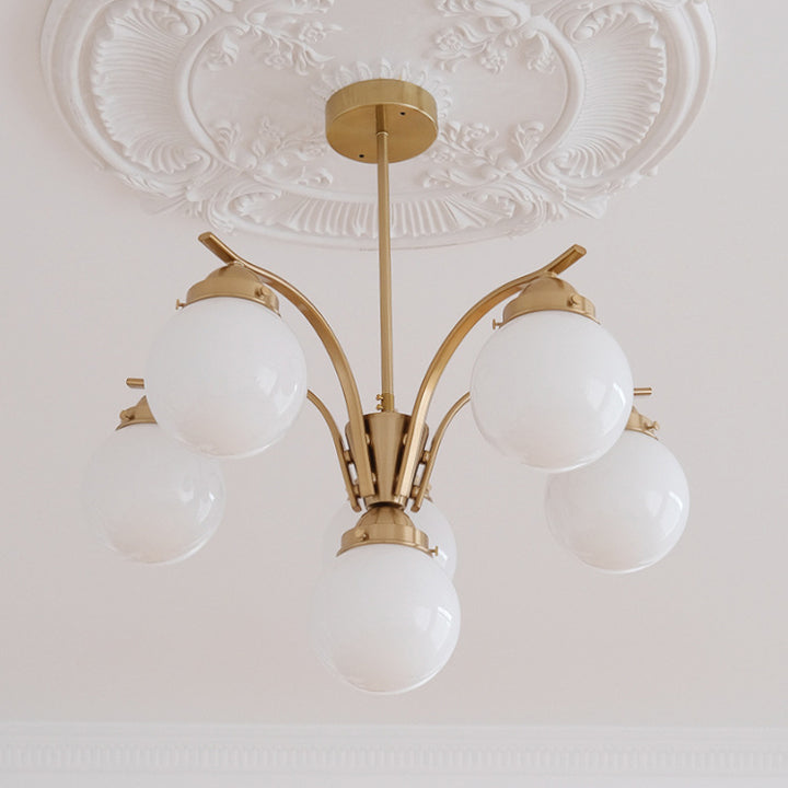 Lustre Contemporain Scandinave Haricot Magique Courbé en Verre Rond en Fer 4/6 Lumières pour Salon 